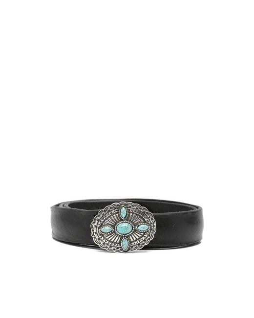 Orciani Gray Embellished Leather Belt for men