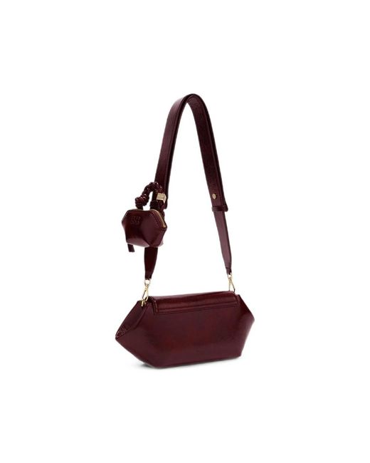 Ganni Red Bou Bag East/West Shine