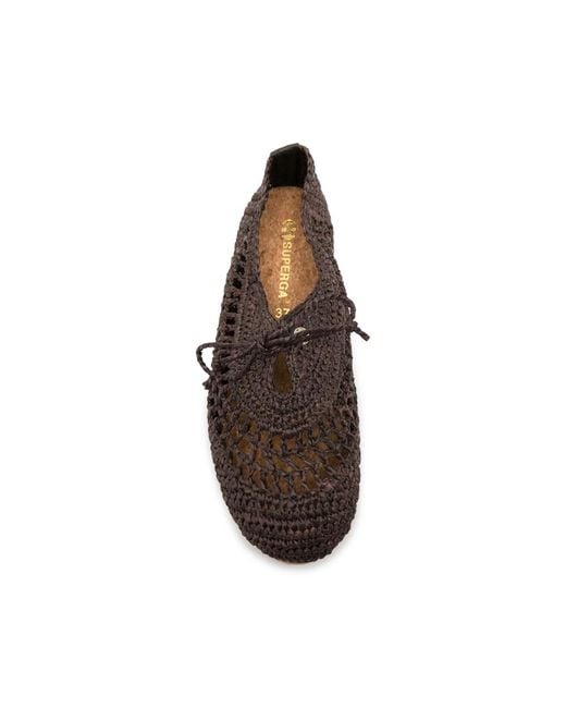 Superga Brown Crochet-Knit Lace-Up Shoes