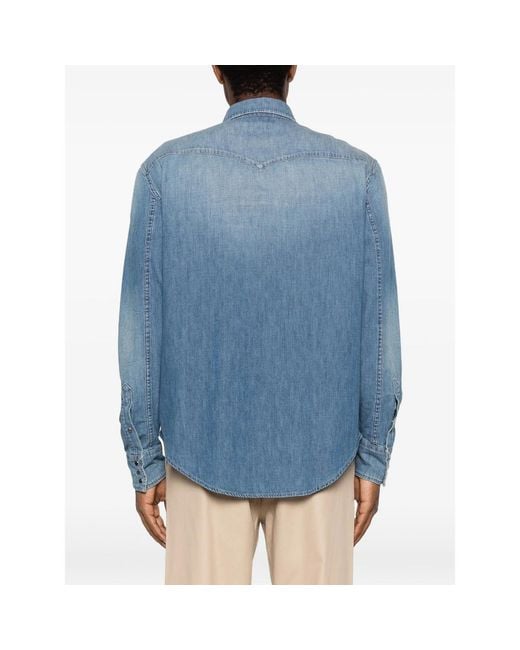 Dondup Blue Long-Sleeve Pocket Shirt for men