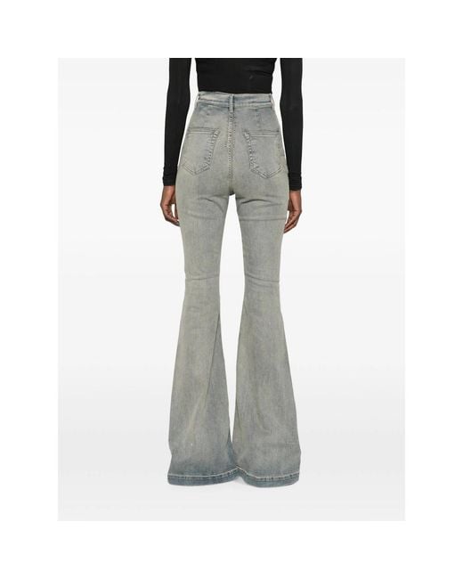 Rick Owens Gray High-Waisted Flared Jeans