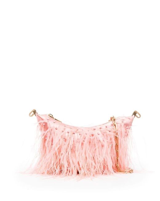 Cult Gaia Pink Gia Feather-trim Bag
