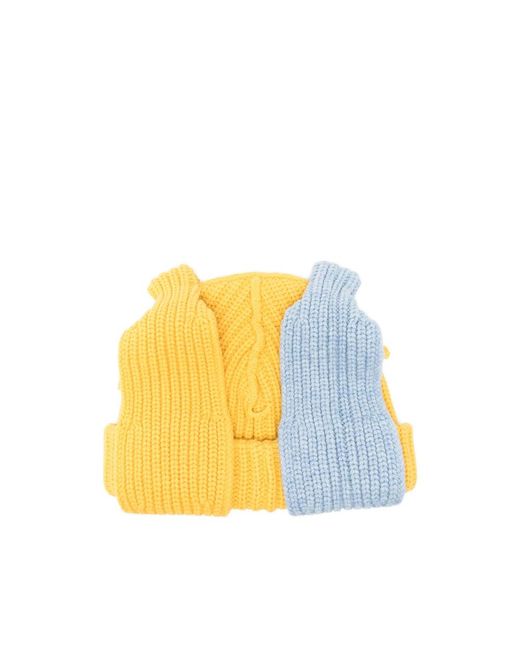 Charles Jeffrey Yellow Chunky Ribbed Beanie Hat for men