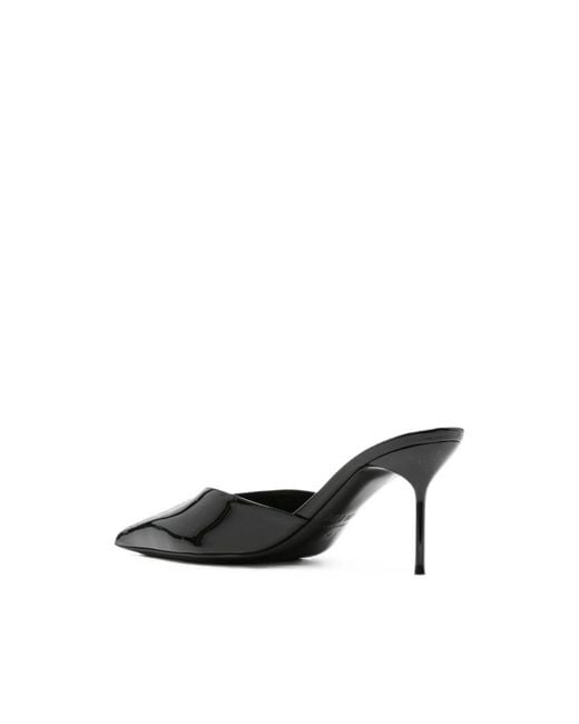 Paris Texas Black Heeled Mules
