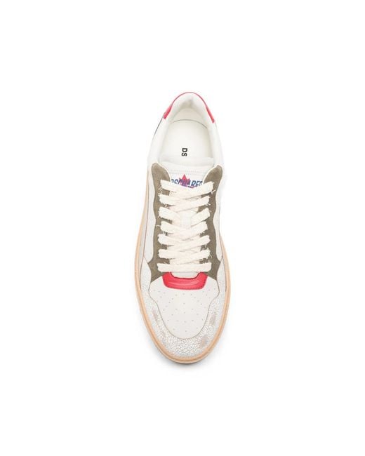 DSquared² Natural Cracked-Effect Panelled Sneakers for men