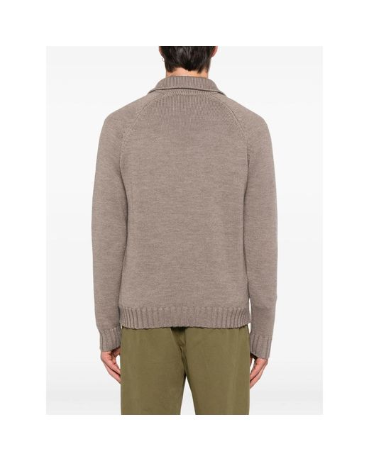 Zanone Brown Polo-Neck Wool Sweater for men