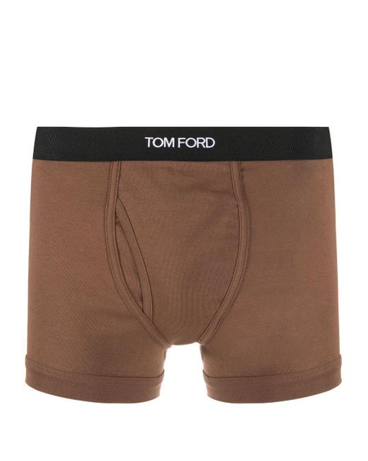 Tom Ford Brown Logo-waistband Stretch-cotton Boxers for men