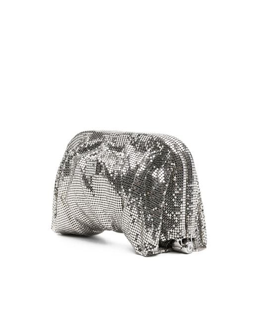 Benedetta Bruzziches Gray Mini Chain-Strap Clutch Bag