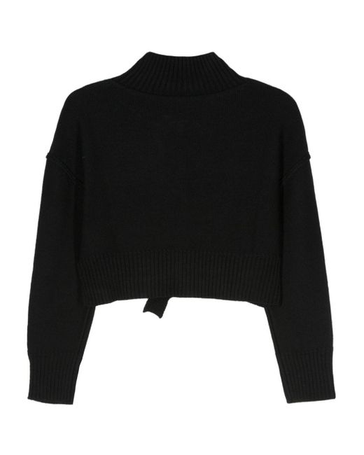 MM6 by Maison Martin Margiela Black Cut-Out Cropped Jumper
