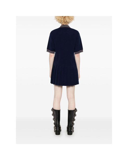 Miu Miu Blue Logo-Patch Mini Dress