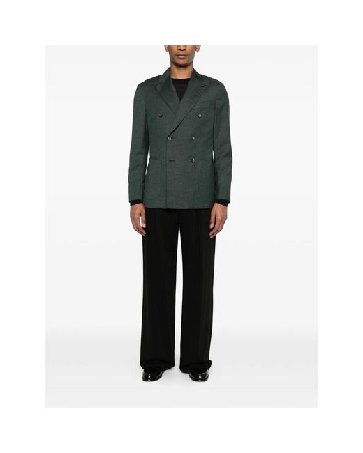 Caruso Green Double-Breasted Blazer for men