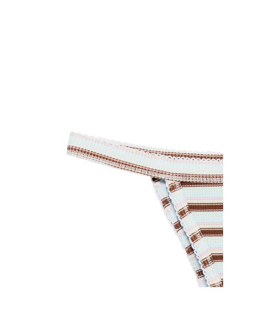 Frankie's Bikinis White Stripe-Pattern Bikini Bottoms
