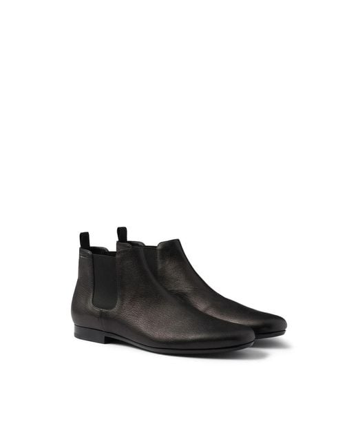 Prada Black Leather Chelsea Boots for men