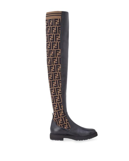 Fendi Black Double F Thigh-high Boots