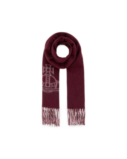 Vivienne Westwood Red Orb-Motif Fringed Scarf