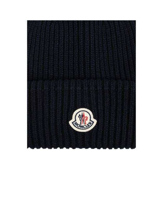 Moncler Blue Logo Patch Beanie for men