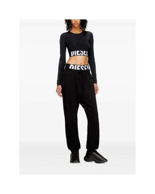 DIESEL Black Cropped Top Recycled Nylon