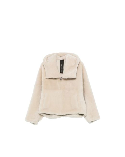 Blancha Natural Hooded Shearling Jacket