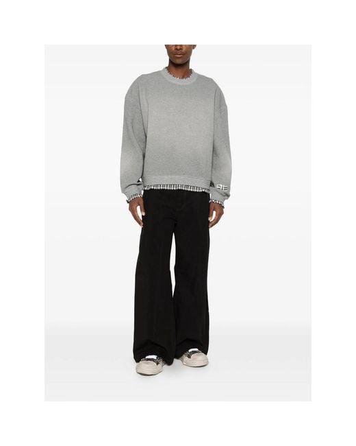 MADFRENZY Gray Gingham-Trim Sweatshirt for men