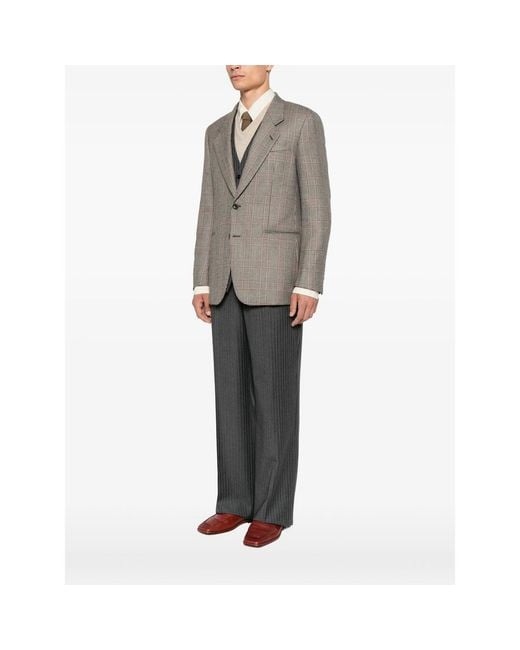 Reveres 1949 Brown Prince Of Wales Check Single-Breasted Blazer for men