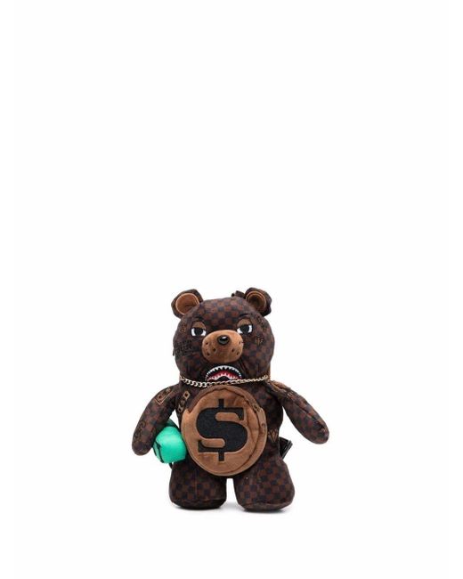 Sprayground Brown Checked Teddy Bear Backpack for men