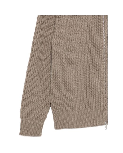 MM6 by Maison Margiela Gray Ribbed-Knit Zip-Up Sweater for men