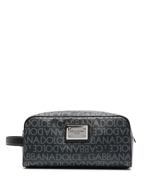 Dolce & Gabbana Black Logo-Print Wash Bag for men