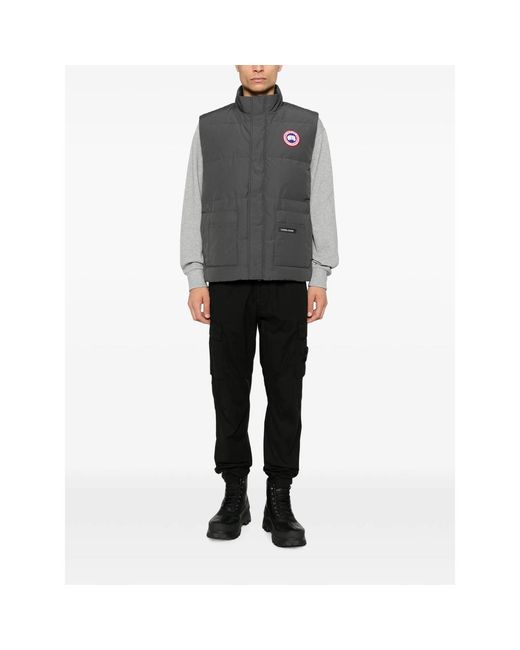 Canada Goose Gray Quilted Logo-Patch Gilet for men