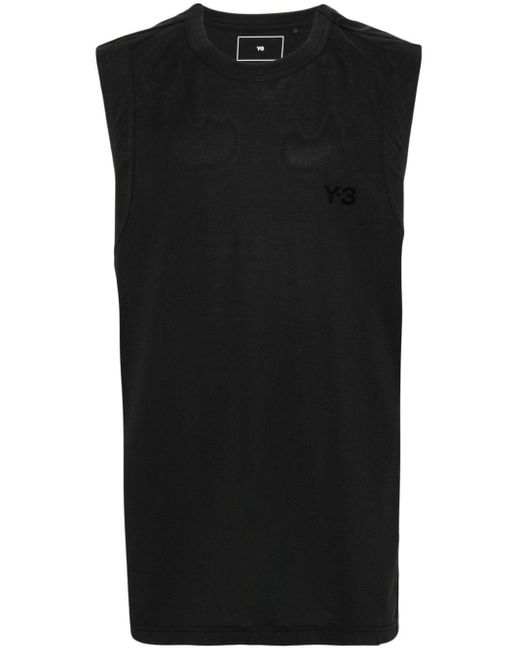 Y-3 Black Logo-Printed Cotton-Blend Top for men