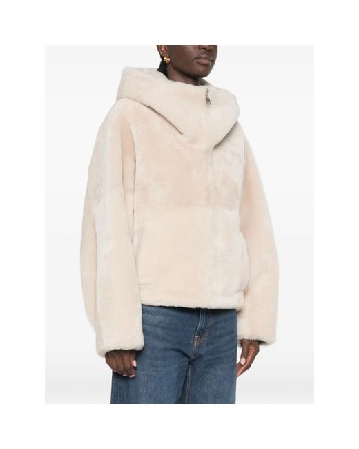 Blancha Natural Hooded Shearling Jacket