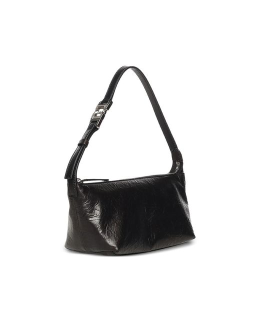 Fendi Black Vanity Pouch Small Crackled Leather Bag
