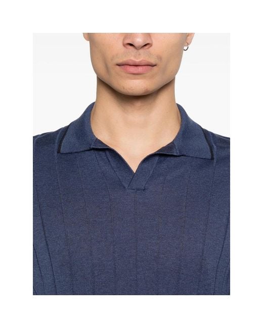 Fileria Blue Vertical-Stripe Short-Sleeve T-Shirt for men
