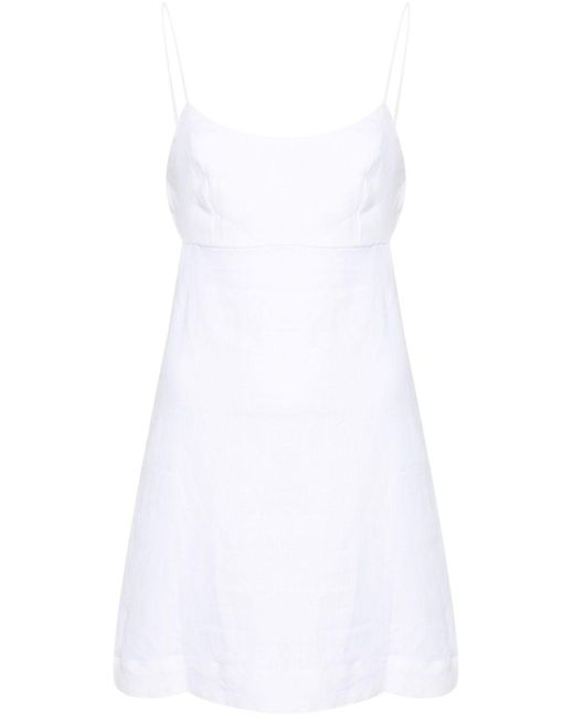 Faithfull The Brand White Antibes Linen Mini Dress