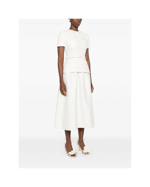 Self-Portrait White Dress Bouclé-Knit Cream