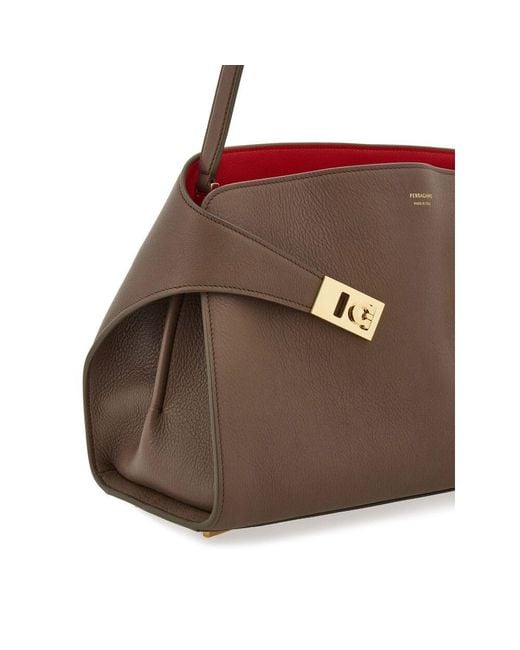 Ferragamo Brown Small Hug Soft Shoulder Bag