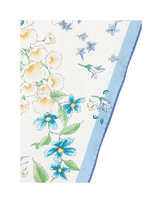 Ferragamo White Floral-Print Scarf