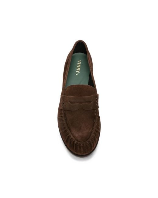 VINNY'S Brown Suede Penny Loafers for men