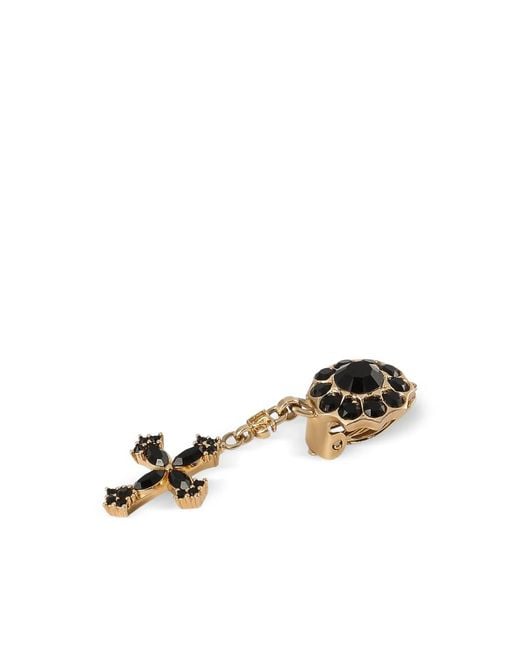 Dolce & Gabbana Black Rhinestone Clip Earrings
