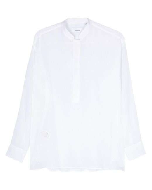 Lardini White Semi-Sheer Cotton Shirt for men