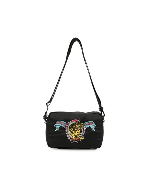 KENZO Black Tiger-Motif Embroidered Messenger Bag for men