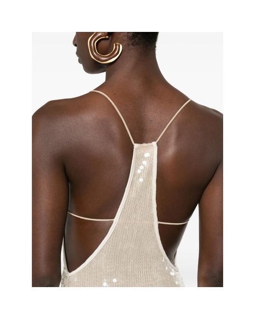 Oseree Natural Maxi Dress With Sequin Embellishment