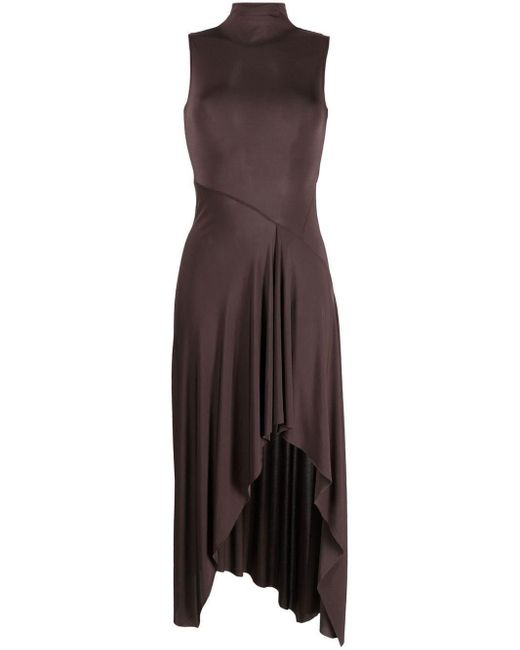 Paloma Wool Brown High-low Hem Midi Dress