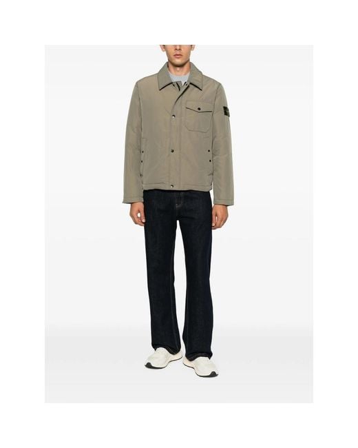 Stone Island Natural Logo-Patch Zip-Fastening Jacket for men