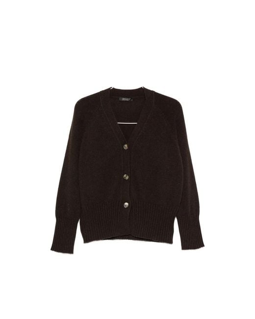 Aragona Black V-Neck Button-Up Cardigan