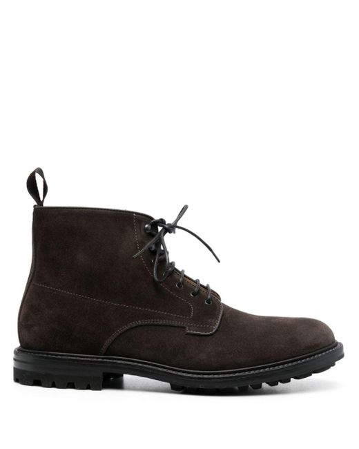 Henderson Black Lace-Up Suede Ankle Boots for men