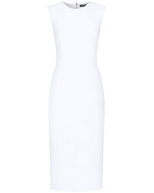 Dolce & Gabbana White Sleeveless Midi Dress