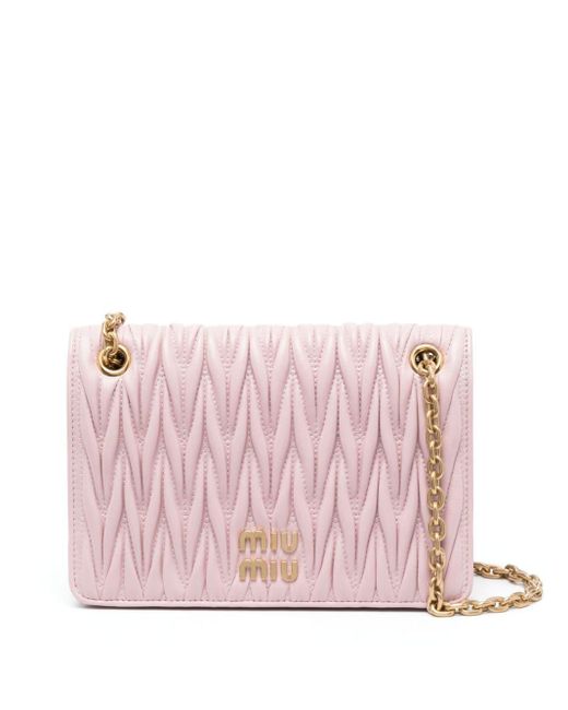 Miu Miu Pink Matelassé-Effect Crossbody Bag