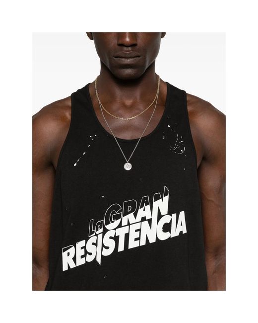 Willy Chavarria Black Logo-Print Paint-Splatter Vest for men
