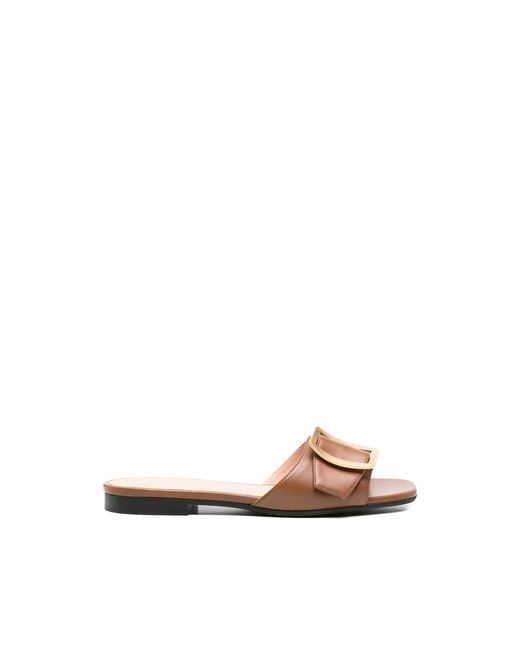 Bally Natural Open Toe Shoes With Buckle Detail