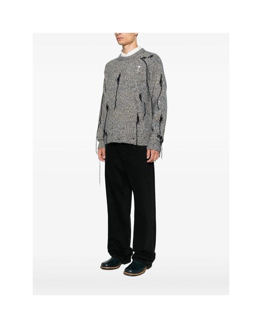 Atomo Factory Gray Distressed Marl-Knit Sweater for men